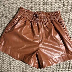 Entro High Waist Tan Faux Leather Shorts